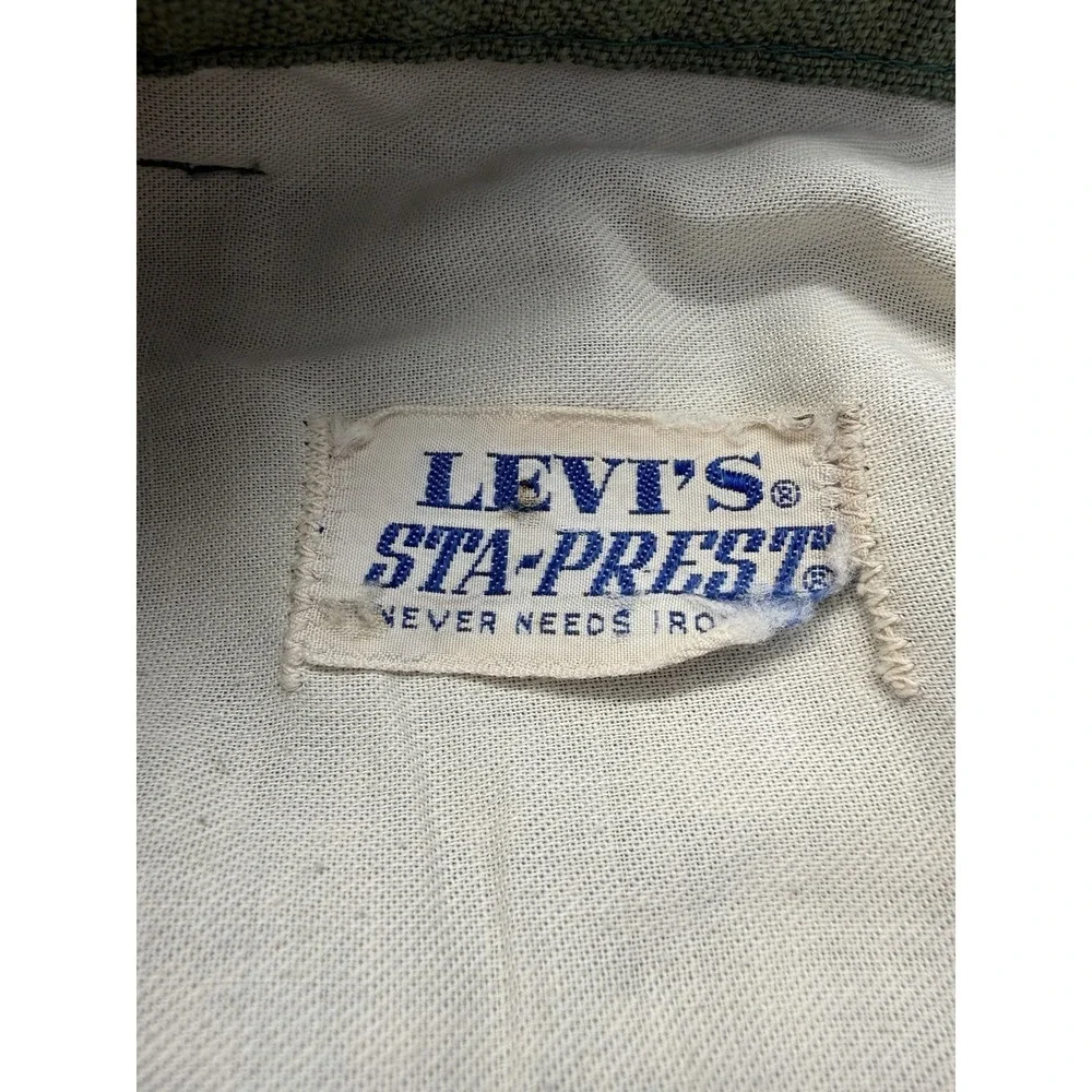 Vintage Big E Levi Sta-Prest Forrest Green‎ Pants RARE Size 32 Capri Wide Leg